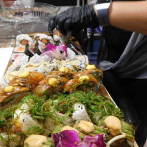 prepping sushi board