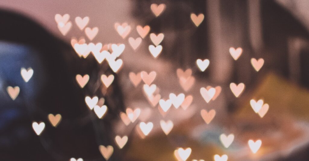 Floating pink hearts.