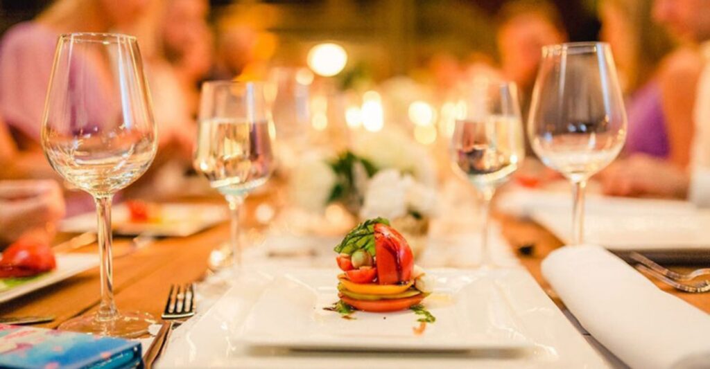 wine glasses on table